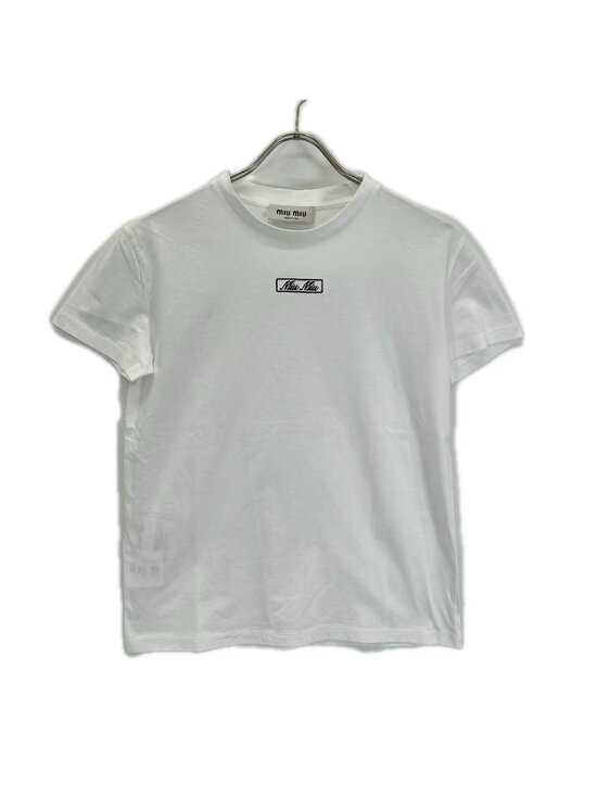 Miu Miu Tops - Miu Miu White Logo Embroidery Cotton Jersey T-Shirt